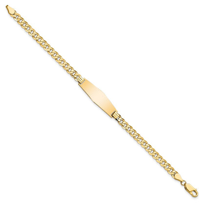 8 Inch 14K Soft Diamond Shape Flat Curb Link Id Bracelet
