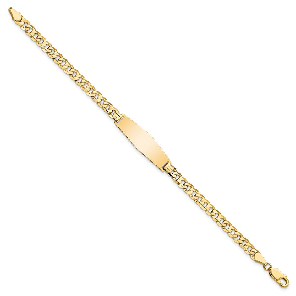 7 Inch 14K Soft Diamond Shape Flat Curb Link Id Bracelet