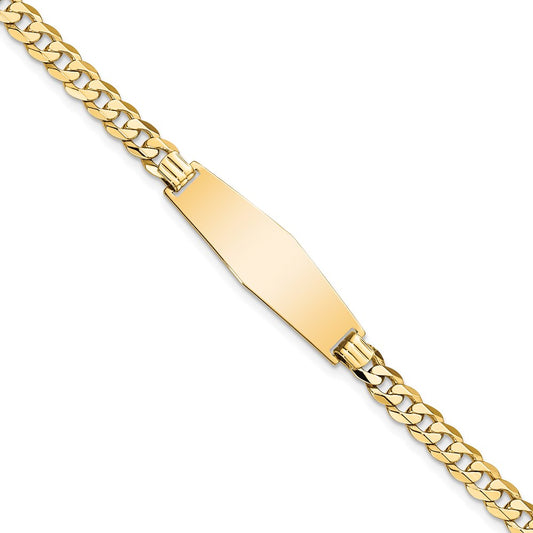 8 Inch 14K Soft Diamond Shape Flat Curb Link Id Bracelet