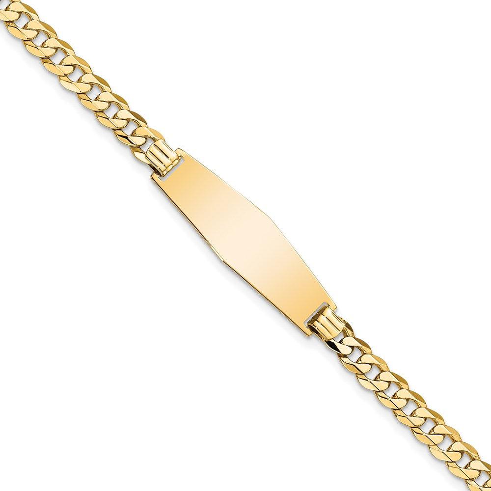 7 Inch 14K Soft Diamond Shape Flat Curb Link Id Bracelet