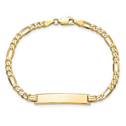 8 Inch 14K Flat Figaro Link Id Bracelet