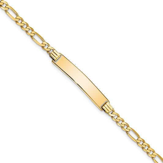 8 Inch 14K Flat Figaro Link Id Bracelet