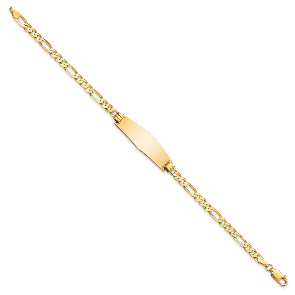 7 Inch 14K Soft Diamond Shape Flat Figaro Link Id Bracelet