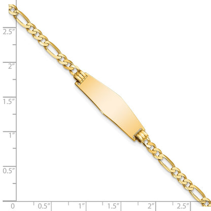 7 Inch 14K Soft Diamond Shape Flat Figaro Link Id Bracelet