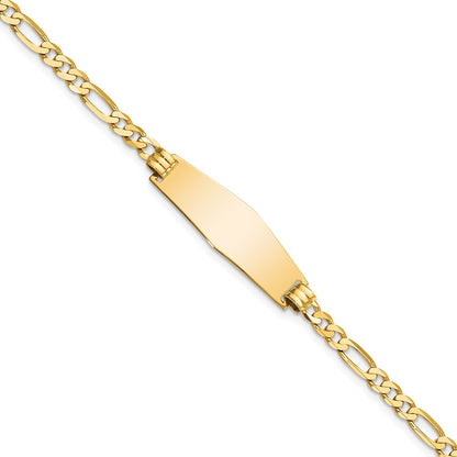 7 Inch 14K Soft Diamond Shape Flat Figaro Link Id Bracelet