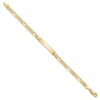 8 Inch 14K Flat Figaro Link Id Bracelet