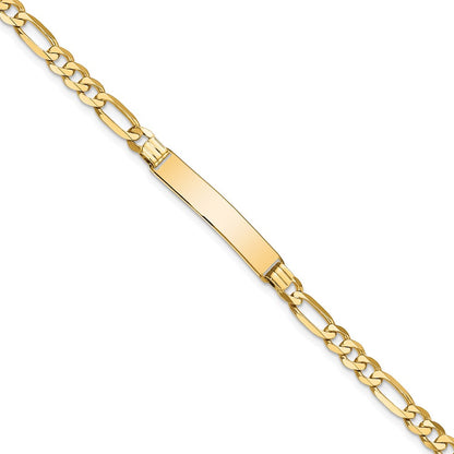 7 Inch 14K Flat Figaro Link Id Bracelet