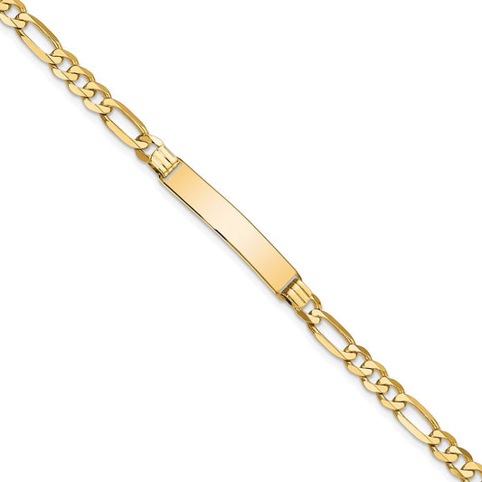 7 Inch 14K Flat Figaro Link Id Bracelet