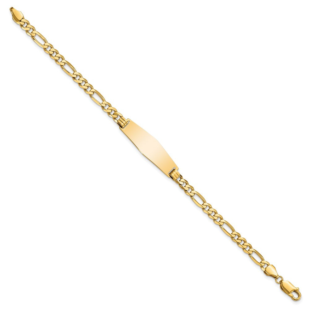 8 Inch 14K Soft Diamond Shape Flat Figaro Link Id Bracelet