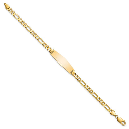 8 Inch 14K Soft Diamond Shape Flat Figaro Link Id Bracelet