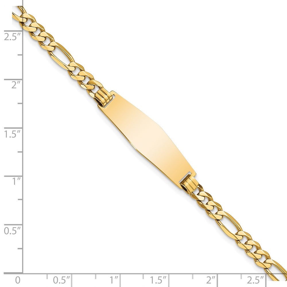 8 Inch 14K Soft Diamond Shape Flat Figaro Link Id Bracelet