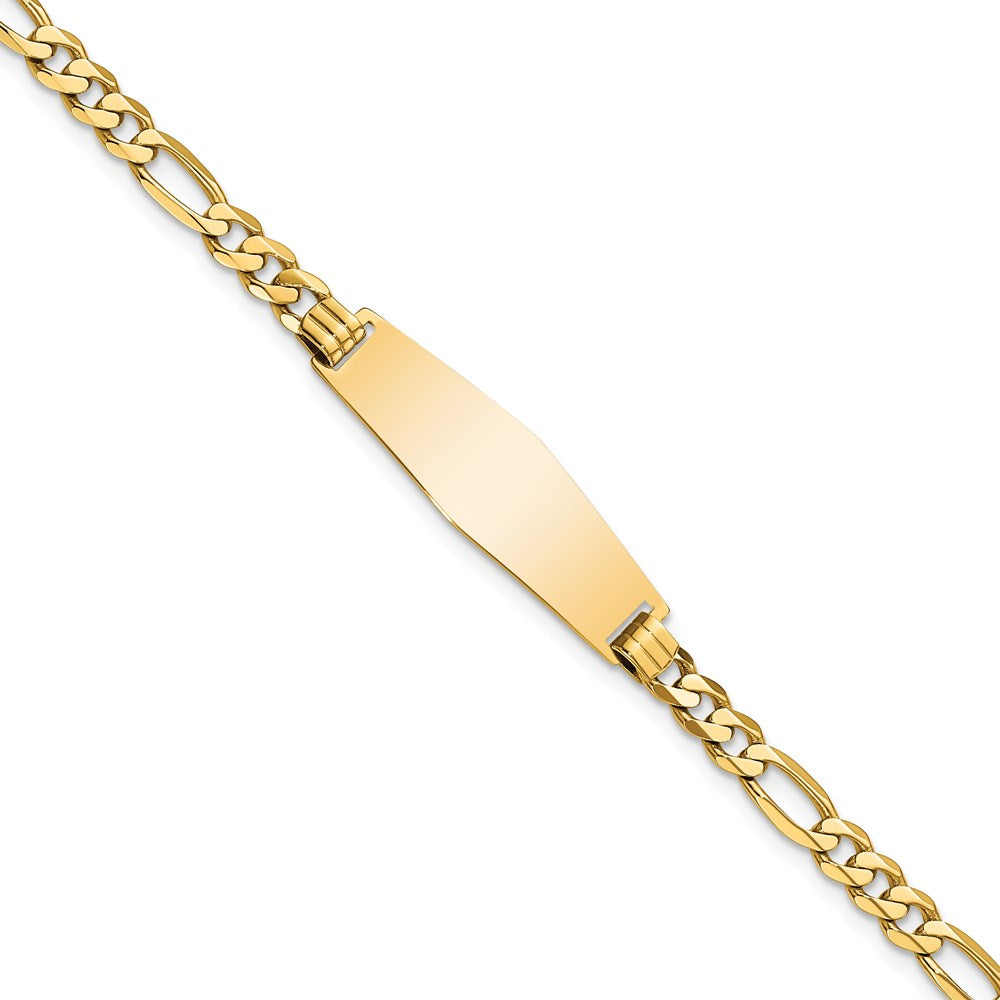 7 Inch 14K Soft Diamond Shape Flat Figaro Link Id Bracelet