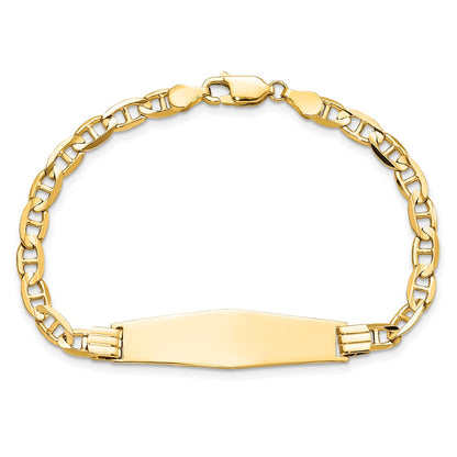8 Inch 14K Anchor Link Soft Diamond Shape Id Bracelet