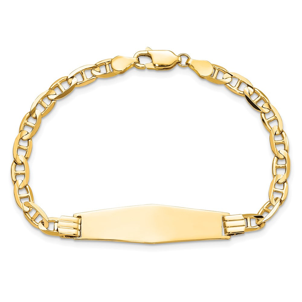 7 Inch 14K Anchor Link Soft Diamond Shape Id Bracelet