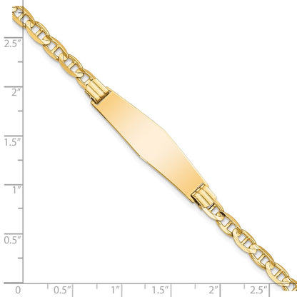 8 Inch 14K Anchor Link Soft Diamond Shape Id Bracelet