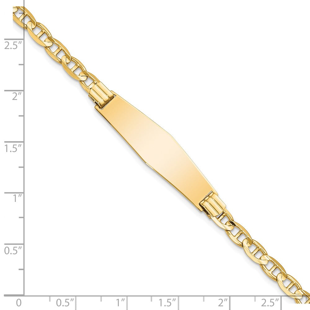 7 Inch 14K Anchor Link Soft Diamond Shape Id Bracelet