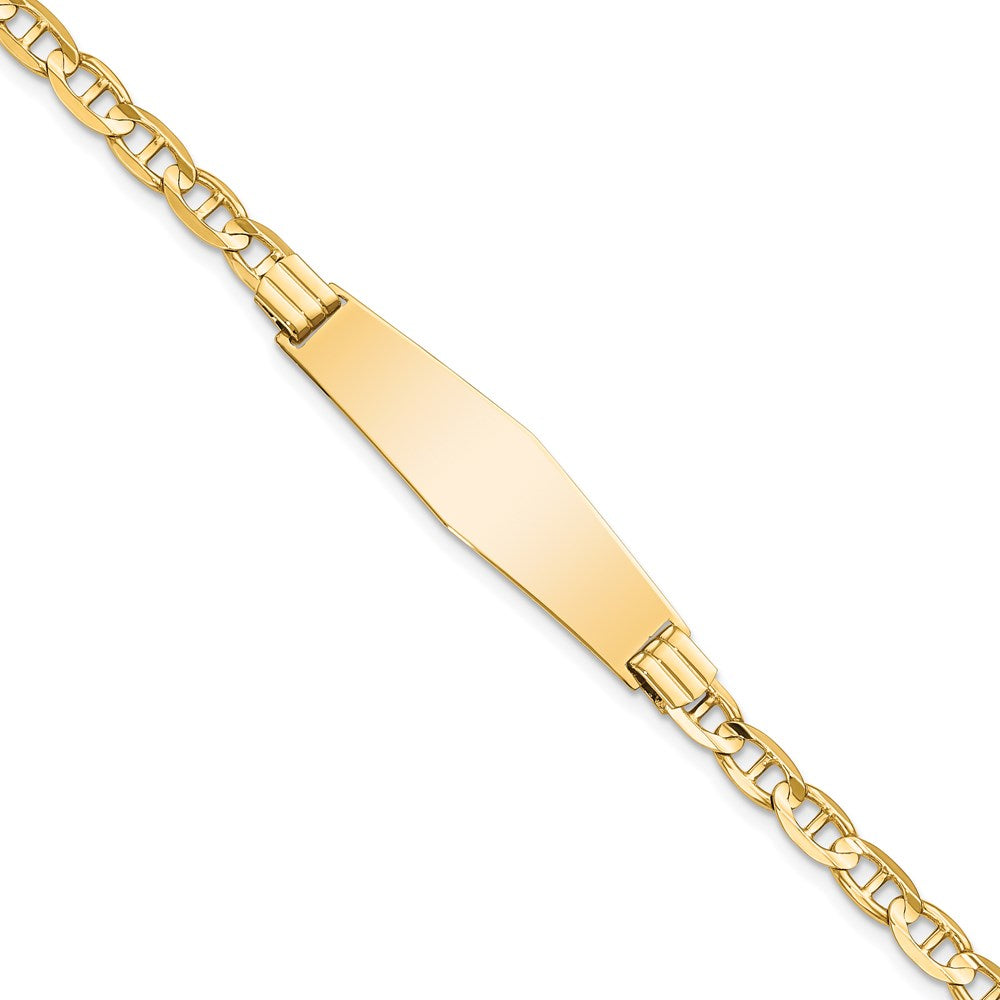 8 Inch 14K Anchor Link Soft Diamond Shape Id Bracelet
