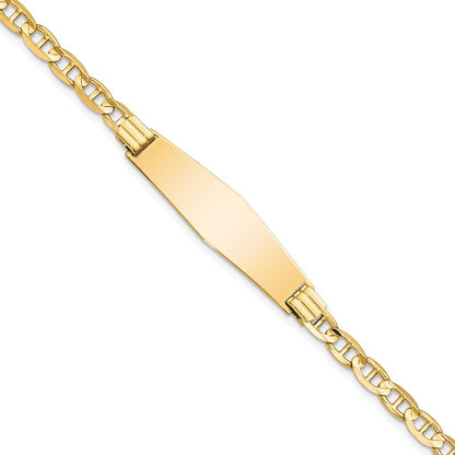 8 Inch 14K Anchor Link Soft Diamond Shape Id Bracelet