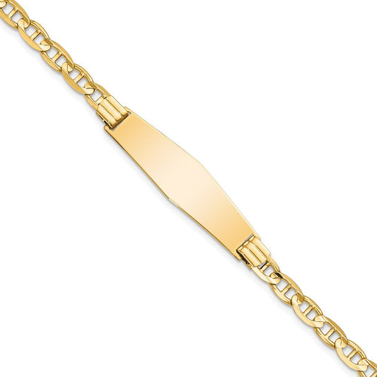 8 Inch 14K Anchor Link Soft Diamond Shape Id Bracelet