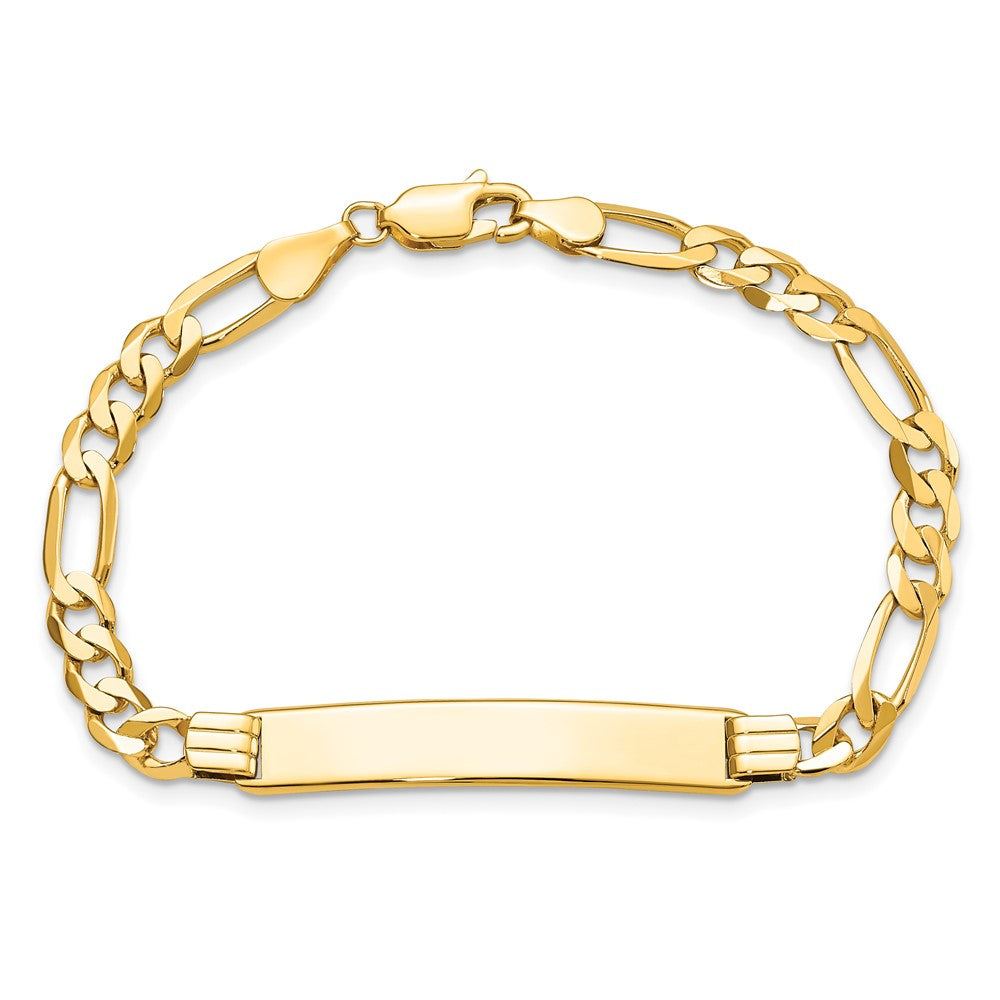 8 Inch 14K Flat Figaro Link Id Bracelet