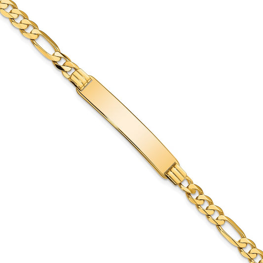 8 Inch 14K Flat Figaro Link Id Bracelet