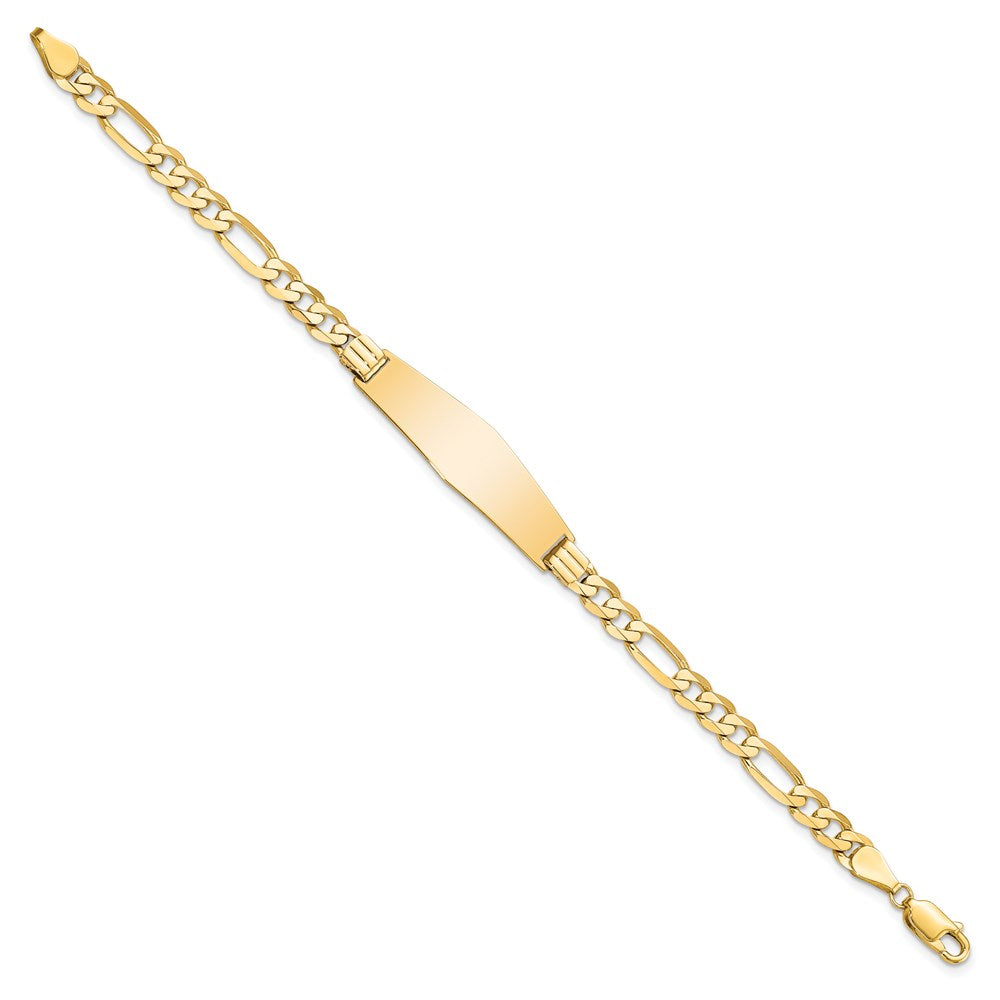 8 Inch 14K Flat Figaro Link Soft Diamond Shape Id Bracelet