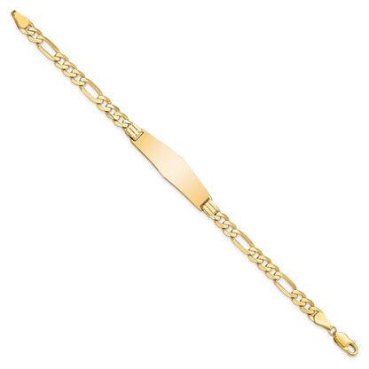 8 Inch 14K Flat Figaro Link Soft Diamond Shape Id Bracelet