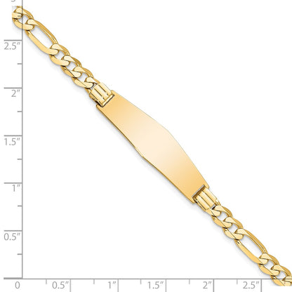 7 Inch 14K Flat Figaro Link Soft Diamond Shape Id Bracelet