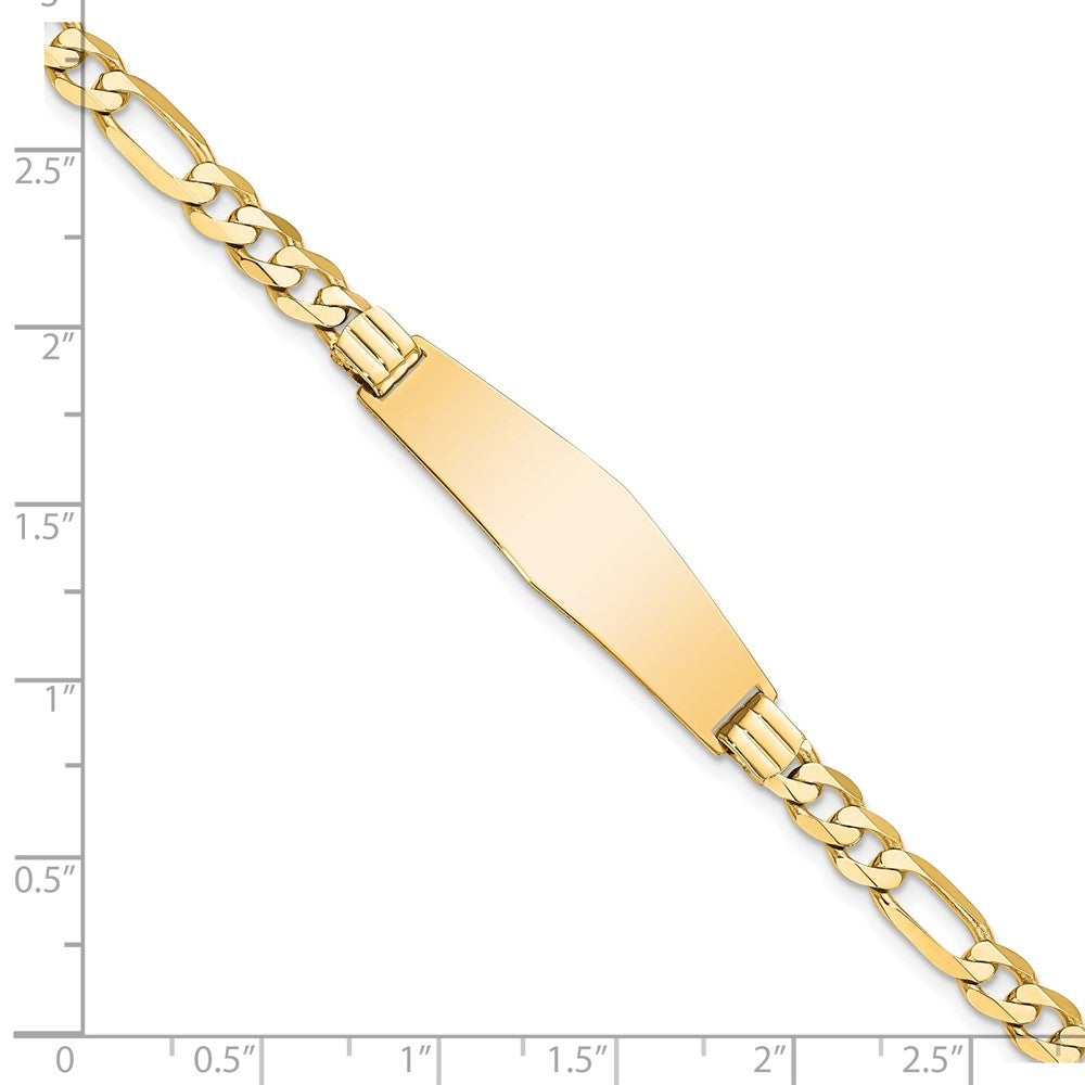 8 Inch 14K Flat Figaro Link Soft Diamond Shape Id Bracelet