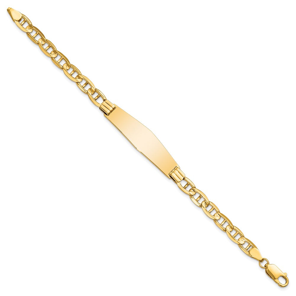 8 Inch 14K Anchor Link Soft Diamond Shape Id Bracelet