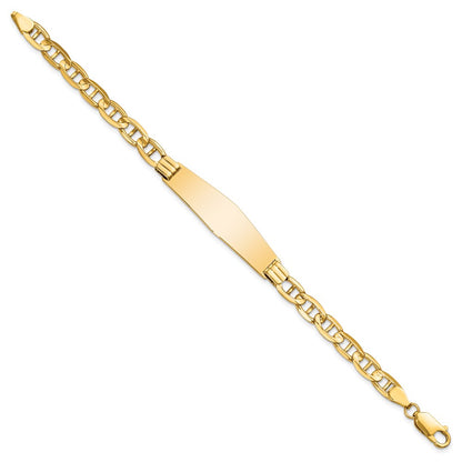 8 Inch 14K Anchor Link Soft Diamond Shape Id Bracelet