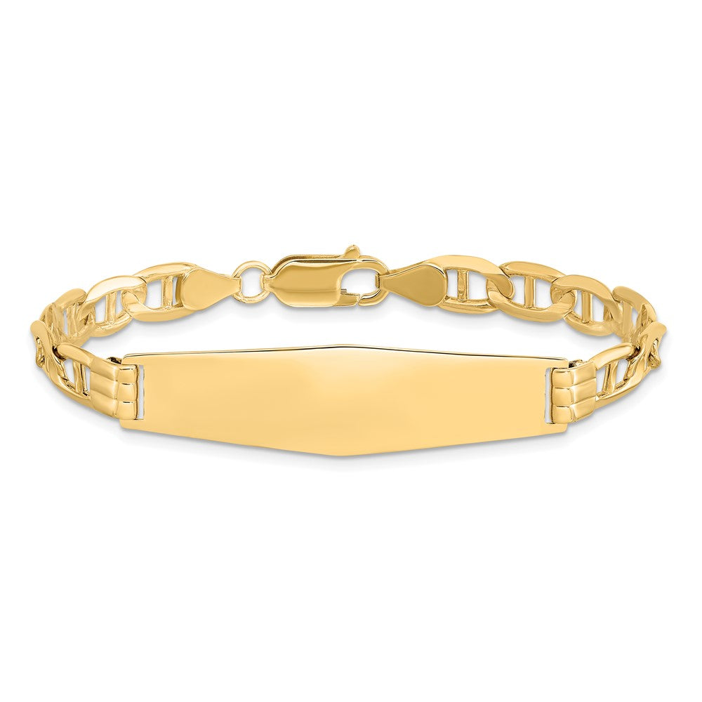 8 Inch 14K Anchor Link Soft Diamond Shape Id Bracelet