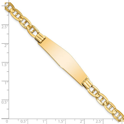 8 Inch 14K Anchor Link Soft Diamond Shape Id Bracelet