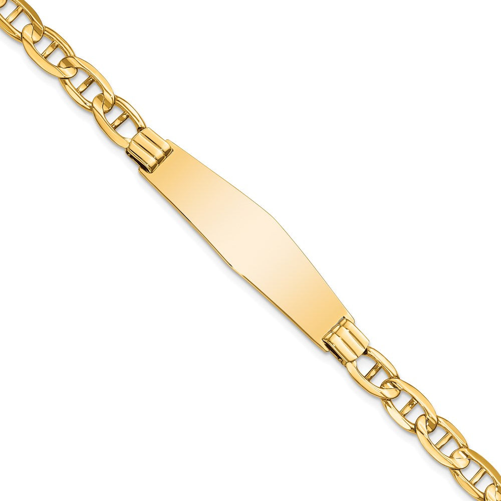 8 Inch 14K Anchor Link Soft Diamond Shape Id Bracelet