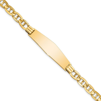 8 Inch 14K Anchor Link Soft Diamond Shape Id Bracelet