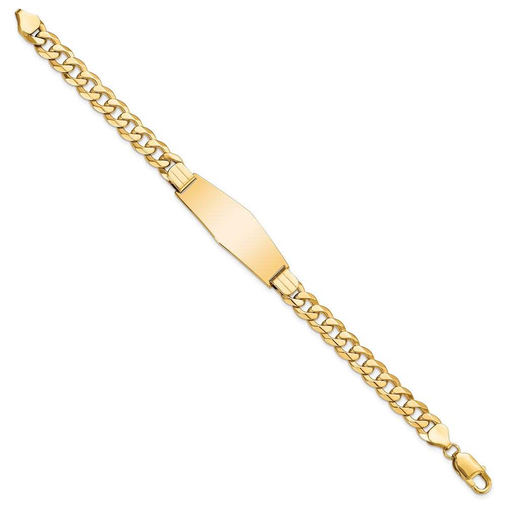 8 Inch 14K Flat Curb Link Soft Diamond Shape Id Bracelet