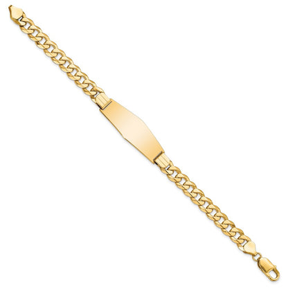 8 Inch 14K Flat Curb Link Soft Diamond Shape Id Bracelet