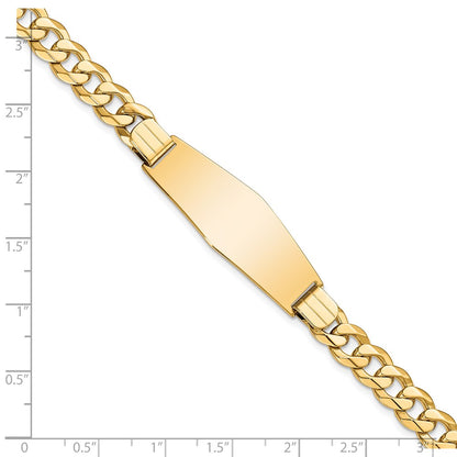 8 Inch 14K Flat Curb Link Soft Diamond Shape Id Bracelet