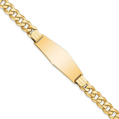 8 Inch 14K Flat Curb Link Soft Diamond Shape Id Bracelet