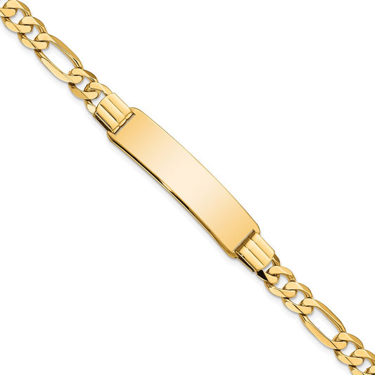 8 Inch 14K Flat Figaro Link Id Bracelet