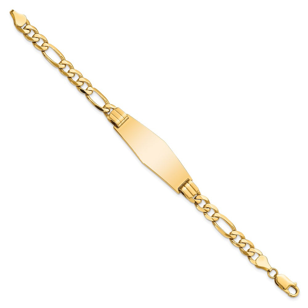 8 Inch 14K Flat Figaro Link Soft Diamond Shape Id Bracelet
