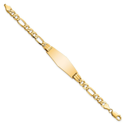 7 Inch 14K Flat Figaro Link Soft Diamond Shape Id Bracelet