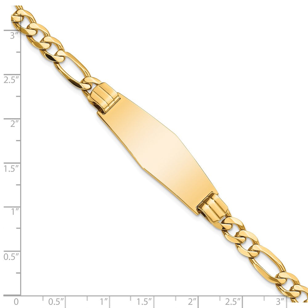 7 Inch 14K Flat Figaro Link Soft Diamond Shape Id Bracelet