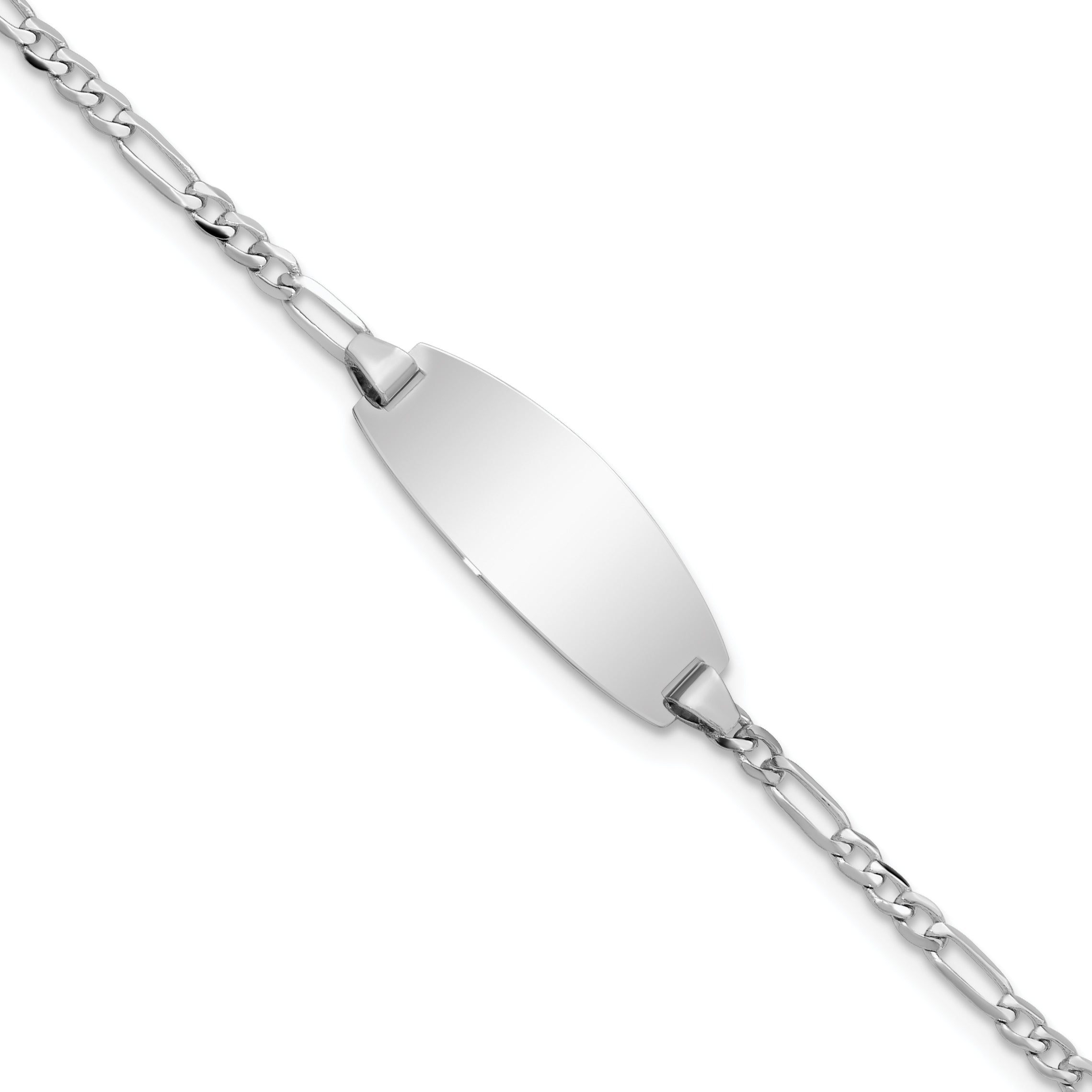 5.5 Inch 14K White Gold Oval Figaro Id Bracelet