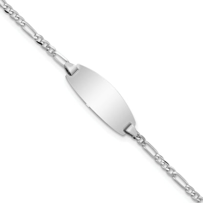 5.5 Inch 14K White Gold Oval Figaro Id Bracelet