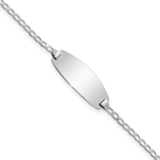 5.5 Inch 14K White Gold Oval Curb Id Bracelet