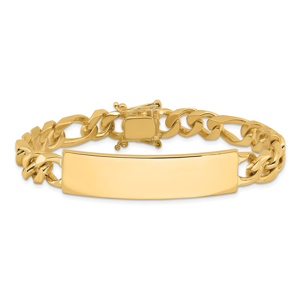 14K Yellow Gold Polished Solid Chain/Solid Plate Figaro Link 47X12mm 8 Inch Id Bracelet