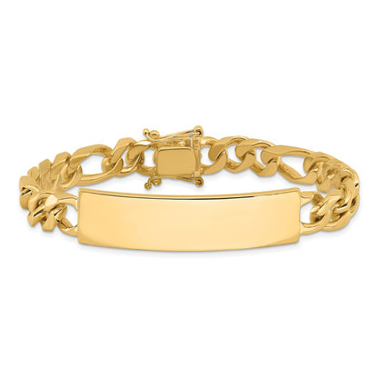 14K Yellow Gold Polished Solid Chain/Solid Plate Figaro Link 47X12mm 8 Inch Id Bracelet