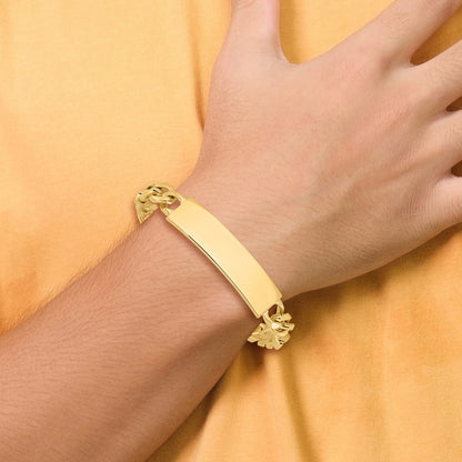 14K Yellow Gold Polished Solid Chain/Solid Plate Figaro Link 47X12mm 8 Inch Id Bracelet