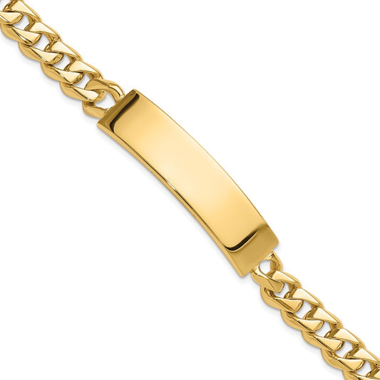 14K Yellow Gold Hand Polished Solid Chain/Solid Plate Curb Link 44X12mm 8 Inch Id Bracelet